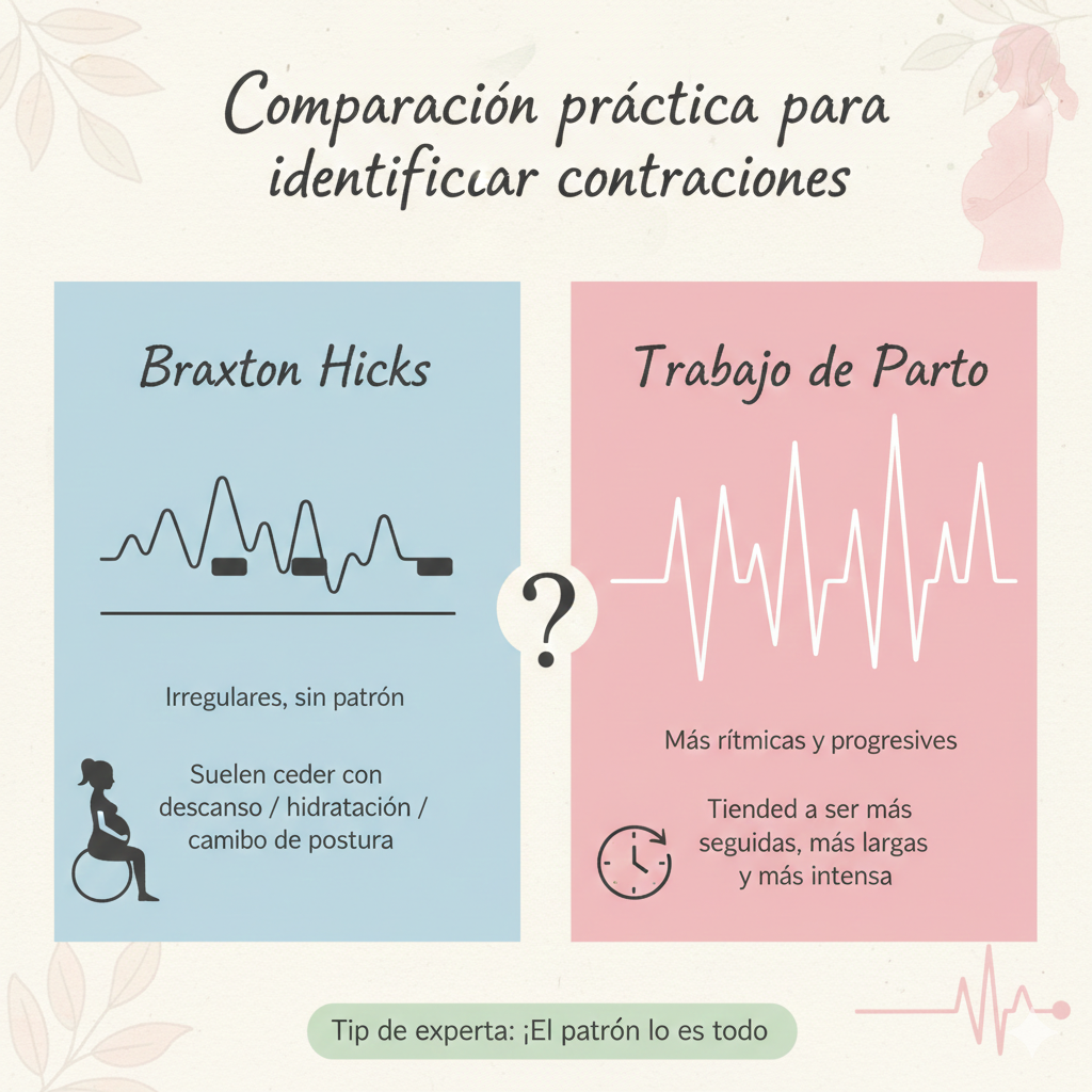 Identificar contracciones: diferencias entre Braxton Hicks y contracciones de parto reales