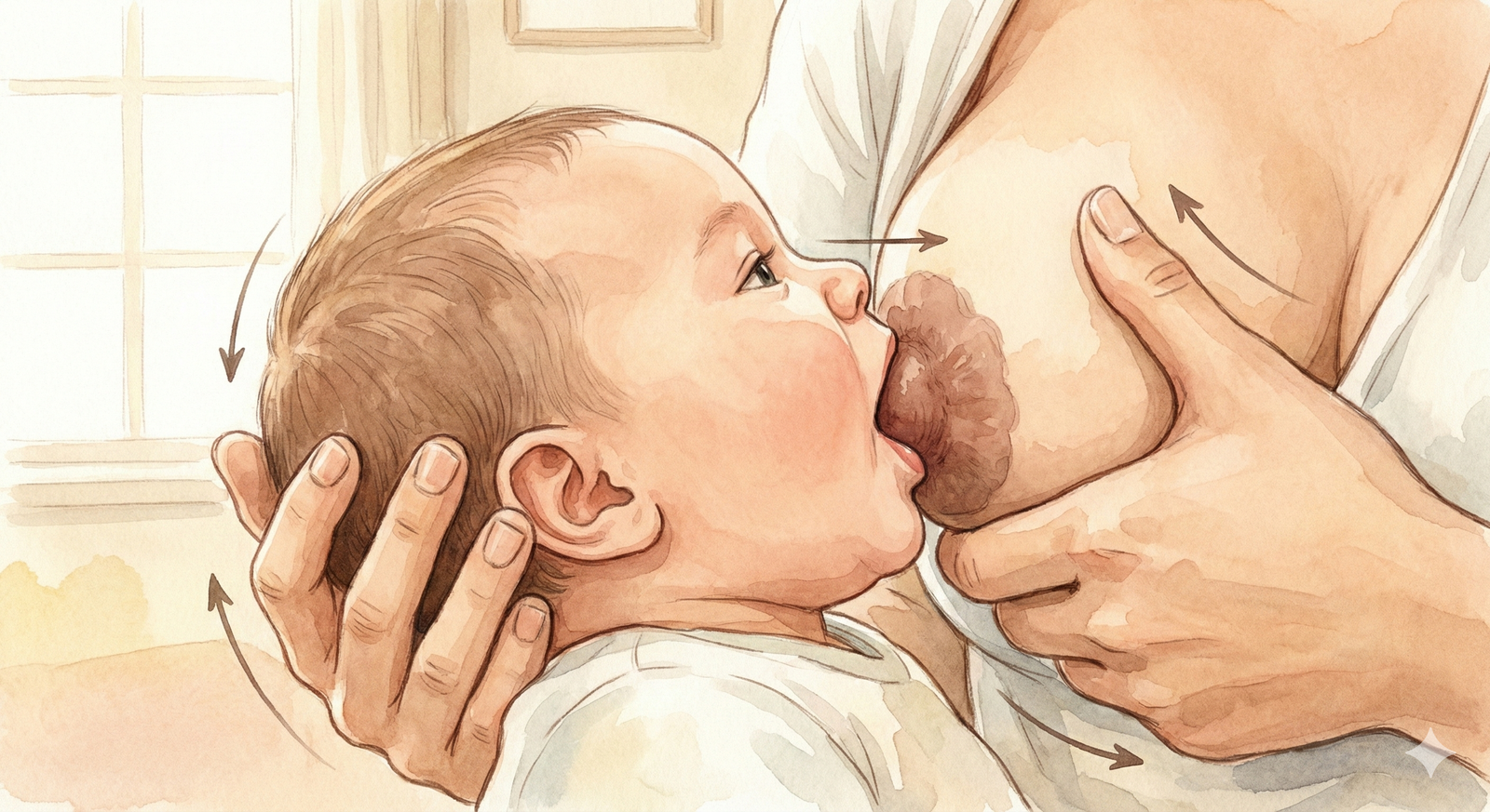 Diagrama comparativo de señales de agarre profundo versus superficial en la lactancia materna.