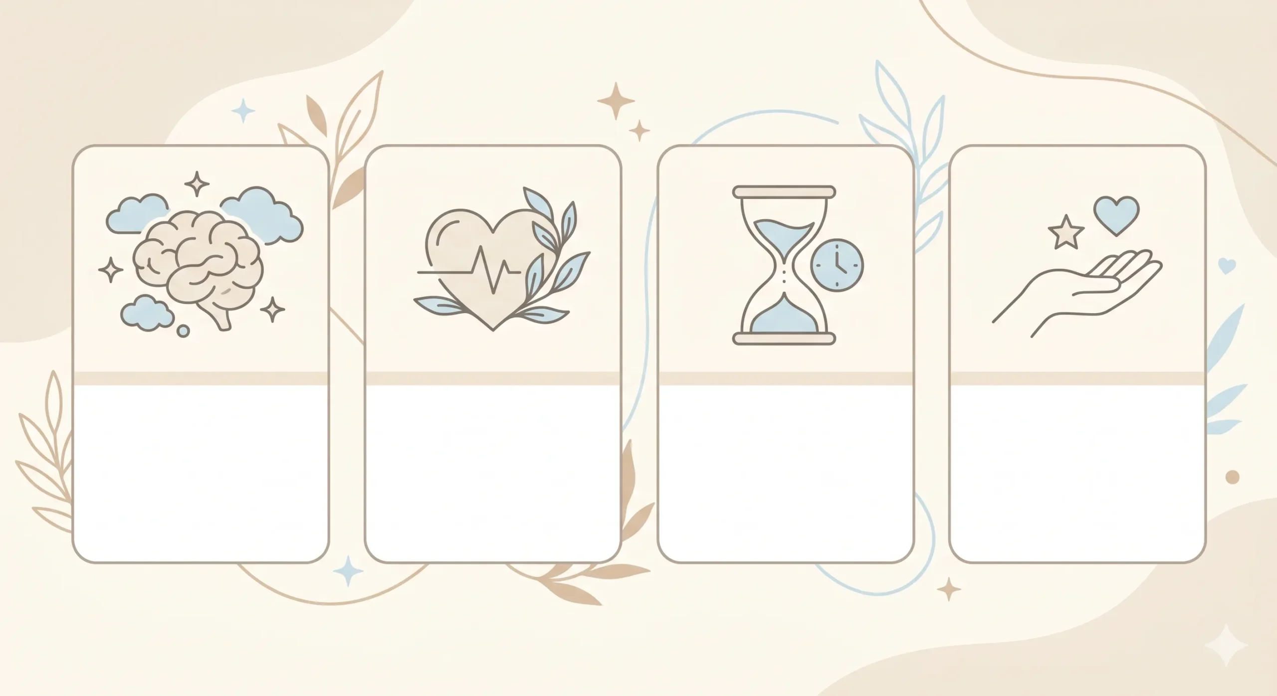 Infografía con íconos sobre señales de ansiedad y pasos de autocuidado.